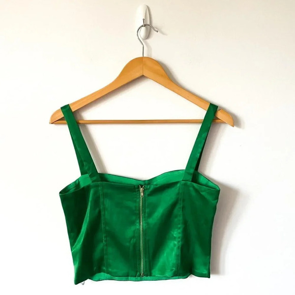 Superdown Tiana Satin Bustier Crop Top Green  Sz S - Picture 5 of 7